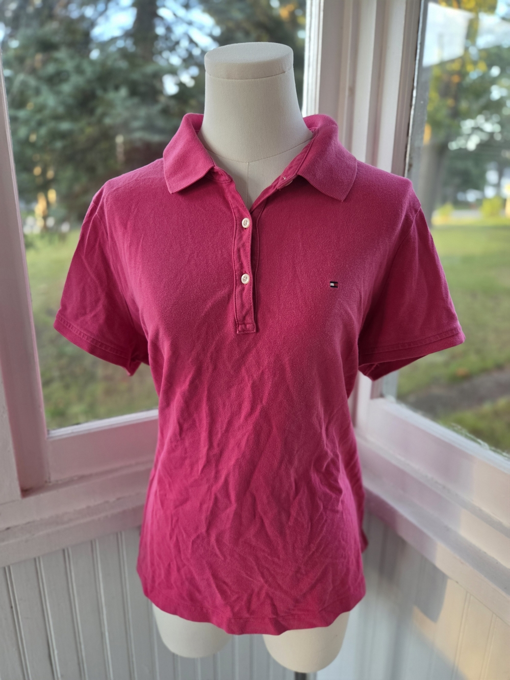 Vintage Tommy Hilfiger Hot Pink Polo Shirt | Size XL | Preppy Y2K